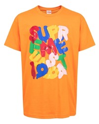 orange bedrucktes T-Shirt mit einem Rundhalsausschnitt von Supreme