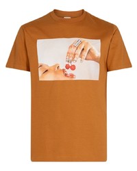 orange bedrucktes T-Shirt mit einem Rundhalsausschnitt von Supreme