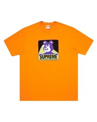 orange bedrucktes T-Shirt mit einem Rundhalsausschnitt von Supreme
