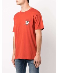 orange bedrucktes T-Shirt mit einem Rundhalsausschnitt von Stussy