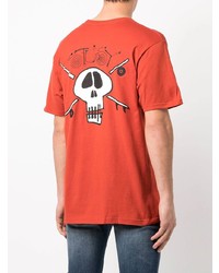 orange bedrucktes T-Shirt mit einem Rundhalsausschnitt von Stussy