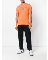 orange bedrucktes T-Shirt mit einem Rundhalsausschnitt von Woolrich