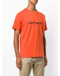 orange bedrucktes T-Shirt mit einem Rundhalsausschnitt von Carhartt Heritage