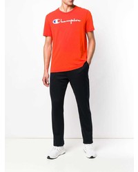 orange bedrucktes T-Shirt mit einem Rundhalsausschnitt von Champion