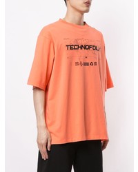 orange bedrucktes T-Shirt mit einem Rundhalsausschnitt von Marcelo Burlon County of Milan