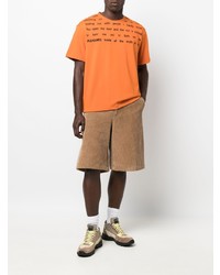 orange bedrucktes T-Shirt mit einem Rundhalsausschnitt von Pleasures