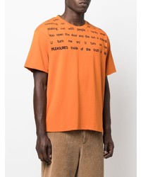 orange bedrucktes T-Shirt mit einem Rundhalsausschnitt von Pleasures