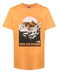 orange bedrucktes T-Shirt mit einem Rundhalsausschnitt von The North Face