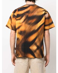 orange bedrucktes T-Shirt mit einem Rundhalsausschnitt von Roberto Cavalli