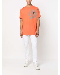 orange bedrucktes T-Shirt mit einem Rundhalsausschnitt von Plein Sport