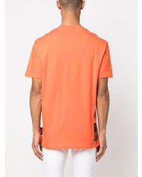 orange bedrucktes T-Shirt mit einem Rundhalsausschnitt von Plein Sport