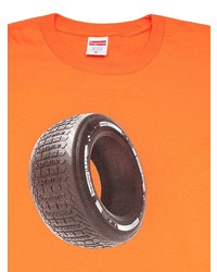 orange bedrucktes T-Shirt mit einem Rundhalsausschnitt von Supreme