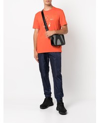 orange bedrucktes T-Shirt mit einem Rundhalsausschnitt von Moschino