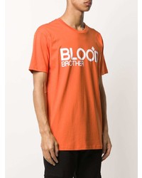 orange bedrucktes T-Shirt mit einem Rundhalsausschnitt von Blood Brother