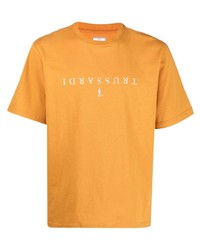 orange bedrucktes T-Shirt mit einem Rundhalsausschnitt von Trussardi