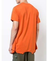 orange bedrucktes T-Shirt mit einem Rundhalsausschnitt von Mostly Heard Rarely Seen