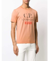 orange bedrucktes T-Shirt mit einem Rundhalsausschnitt von CP Company