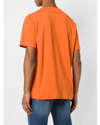 orange bedrucktes T-Shirt mit einem Rundhalsausschnitt von Diesel