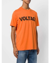 orange bedrucktes T-Shirt mit einem Rundhalsausschnitt von Diesel