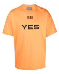 orange bedrucktes T-Shirt mit einem Rundhalsausschnitt von VTMNTS