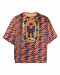 orange bedrucktes T-Shirt mit einem Rundhalsausschnitt von Walter Van Beirendonck