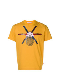 orange bedrucktes T-Shirt mit einem Rundhalsausschnitt von Walter Van Beirendonck