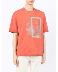 orange bedrucktes T-Shirt mit einem Rundhalsausschnitt von Emporio Armani