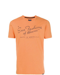 orange bedrucktes T-Shirt mit einem Rundhalsausschnitt von Woolrich