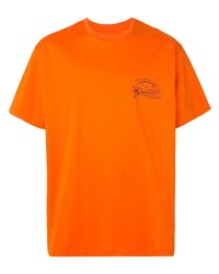 orange bedrucktes T-Shirt mit einem Rundhalsausschnitt von Wooyoungmi