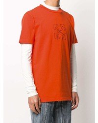 orange bedrucktes T-Shirt mit einem Rundhalsausschnitt von Off-White