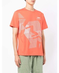 orange bedrucktes T-Shirt mit einem Rundhalsausschnitt von Hackett