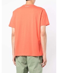 orange bedrucktes T-Shirt mit einem Rundhalsausschnitt von Hackett