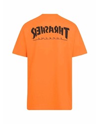 orange bedrucktes T-Shirt mit einem Rundhalsausschnitt von Supreme