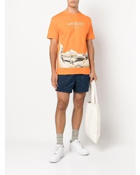 orange bedrucktes T-Shirt mit einem Rundhalsausschnitt von Pleasures