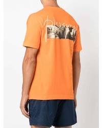 orange bedrucktes T-Shirt mit einem Rundhalsausschnitt von Pleasures