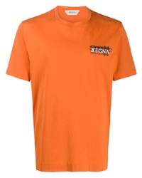 orange bedrucktes T-Shirt mit einem Rundhalsausschnitt von Z Zegna