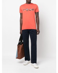 orange bedrucktes T-Shirt mit einem Rundhalsausschnitt von PS Paul Smith