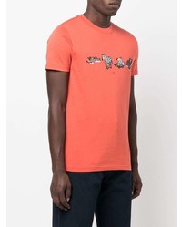 orange bedrucktes T-Shirt mit einem Rundhalsausschnitt von PS Paul Smith