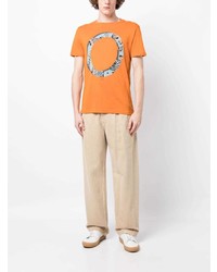orange bedrucktes T-Shirt mit einem Rundhalsausschnitt von PS Paul Smith