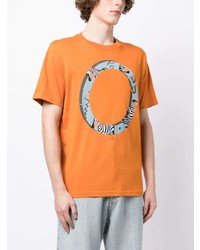 orange bedrucktes T-Shirt mit einem Rundhalsausschnitt von PS Paul Smith