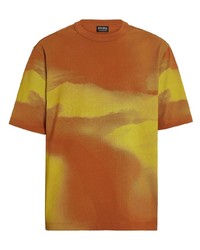 orange bedrucktes T-Shirt mit einem Rundhalsausschnitt von Zegna