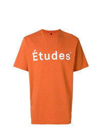 orange bedrucktes T-Shirt mit einem Rundhalsausschnitt von Études