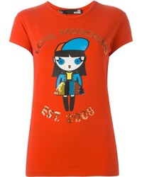 orange bedrucktes T-shirt von Love Moschino