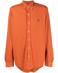 orange bestickter Polo Pullover