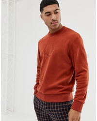 orange besticktes Fleece-Sweatshirt