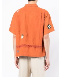 orange besticktes Kurzarmhemd von Story Mfg.