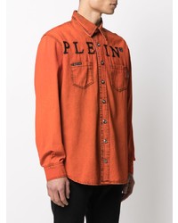 orange besticktes Langarmhemd von Philipp Plein