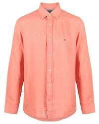 orange besticktes Langarmhemd von Tommy Hilfiger