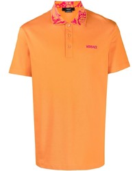 orange besticktes Polohemd von Versace