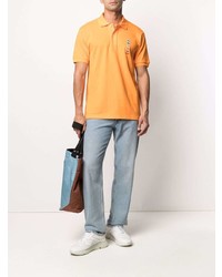 orange besticktes Polohemd von Lacoste